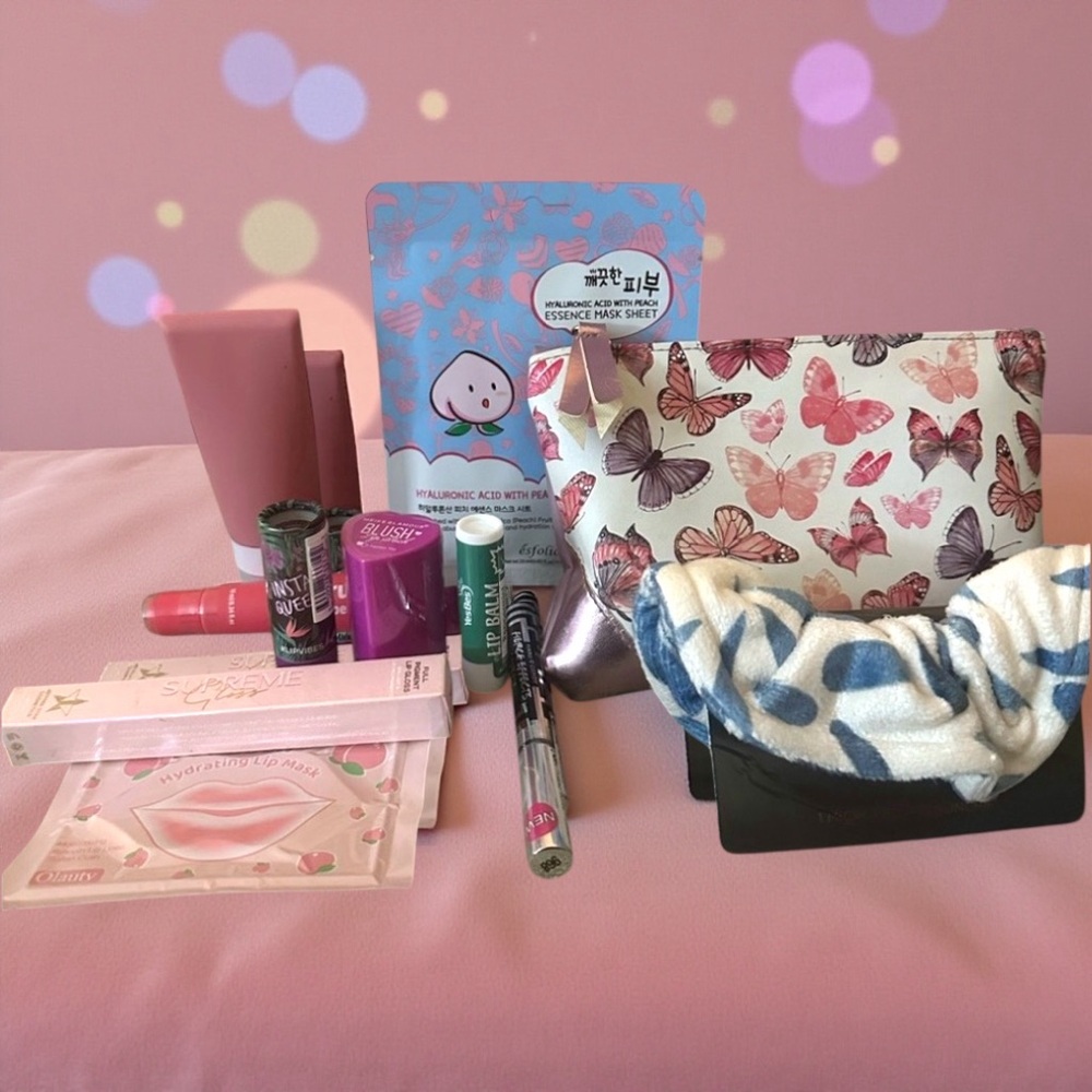 Jeffree Star Lip Gloss, Almay Lipstick, Ipsy Butterfly Makeup Bag &‎ 9 Products